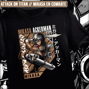 Remera "Attack on Titan: Mikasa en Combate"