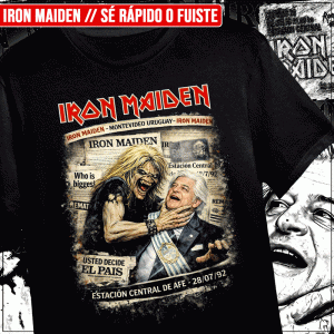 Remera "Iron Maiden: Sé rápido o fuiste // Montevideo 1992 Negra"